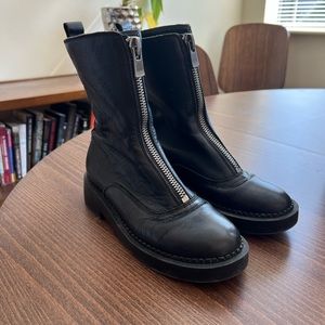 Front zip leather boots - size 7
